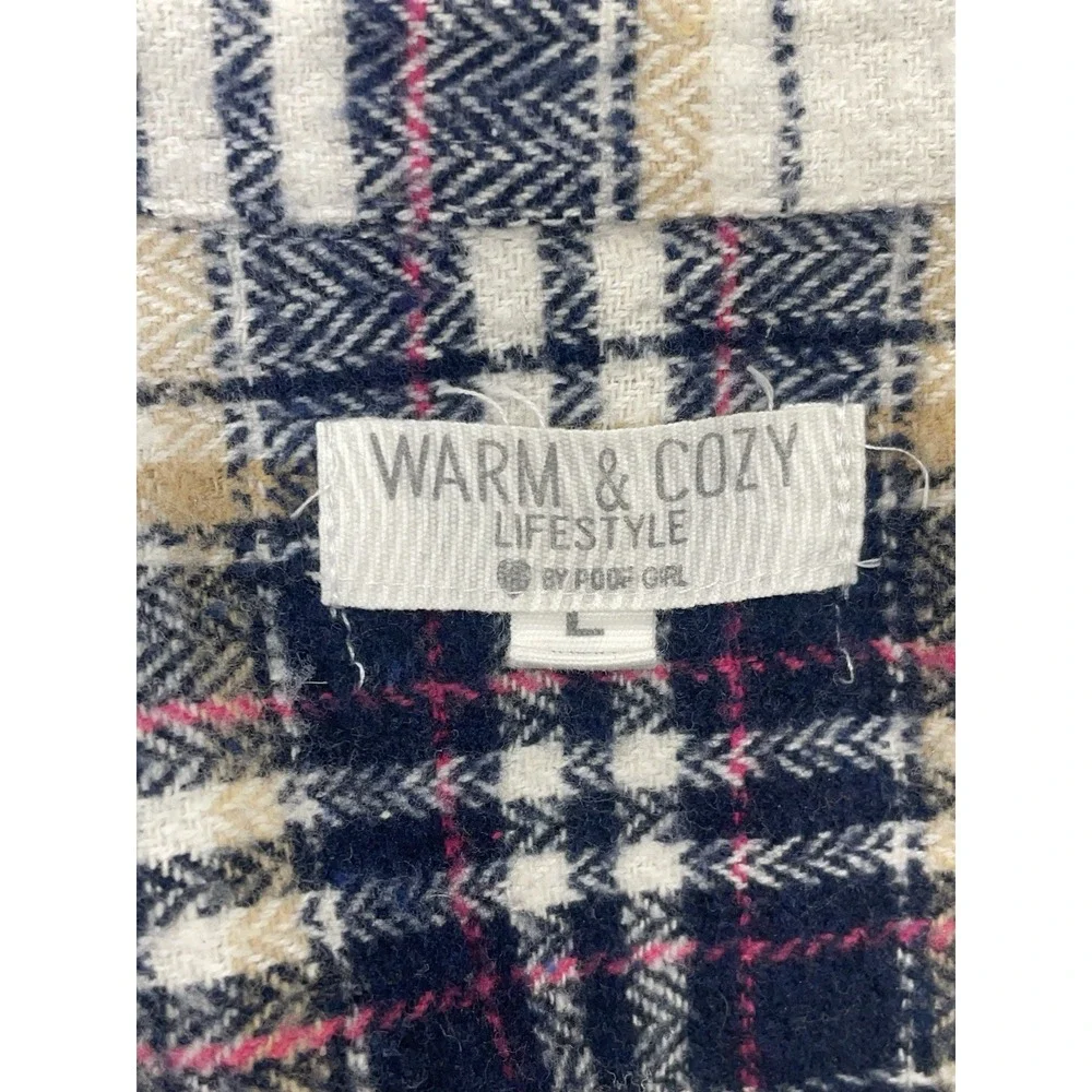 Warm & Cozy Lifestyle Plaid Cropped‎ Shirt Jacket Women's Size L